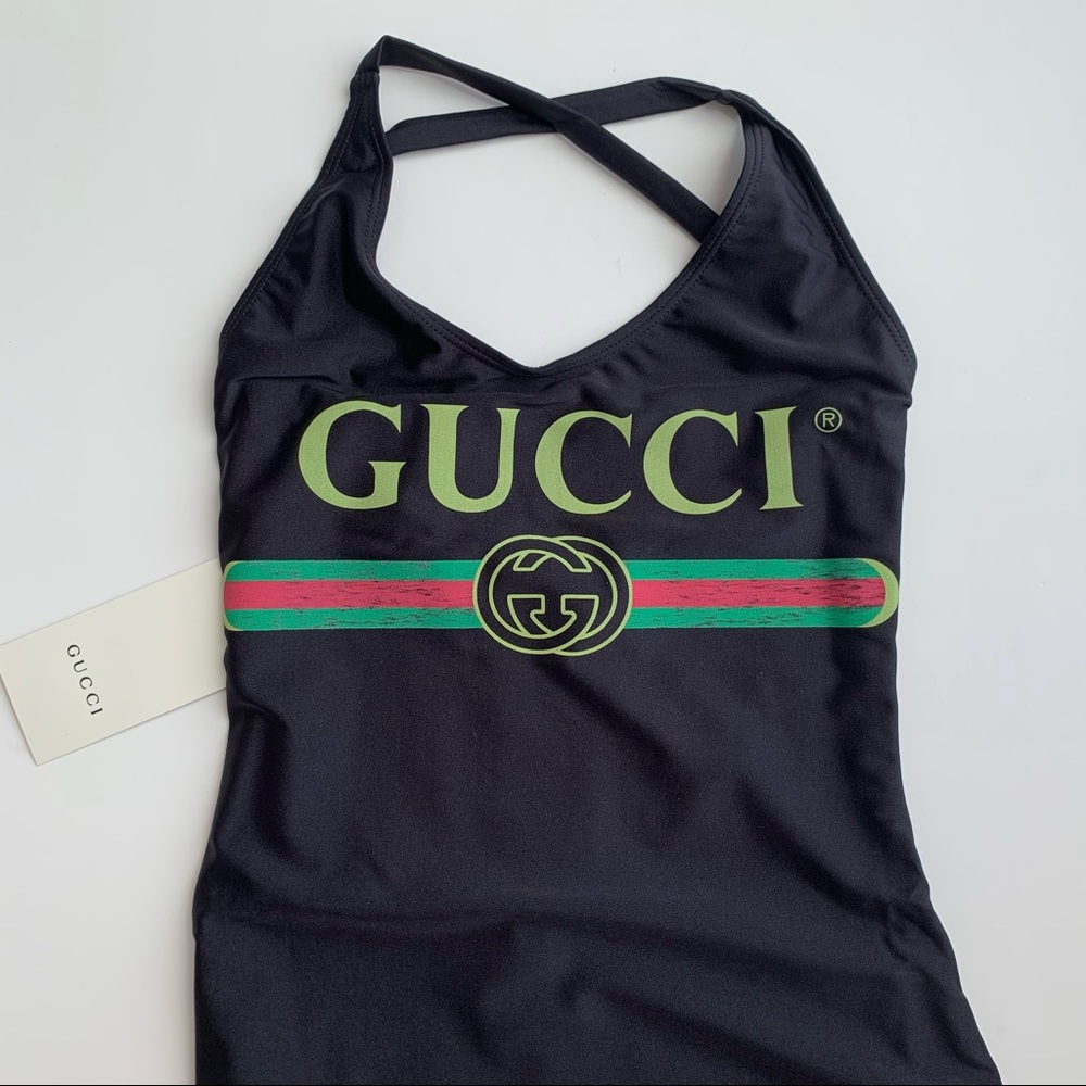 Gucci Black Vintage Logo One-piece Swimsuit - Picture 7 of 16